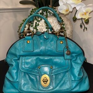 Coach Legacy stripes patent leather dome bag